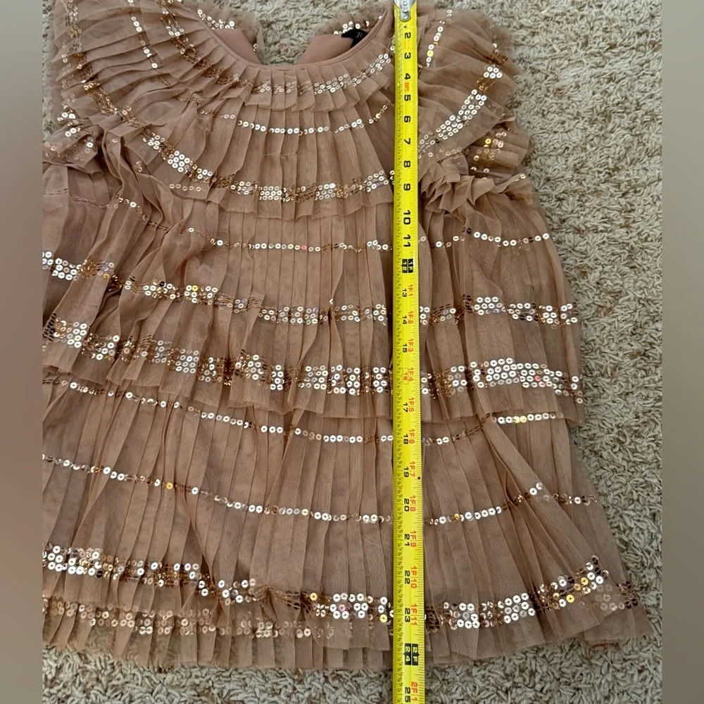 J.Crew Collection sequin tulle tiered ruffle top Small